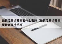 微信流量运营需要什么支持（微信流量运营需要什么支持手机）