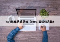 seo优化快速见效（seo内容优化方法）